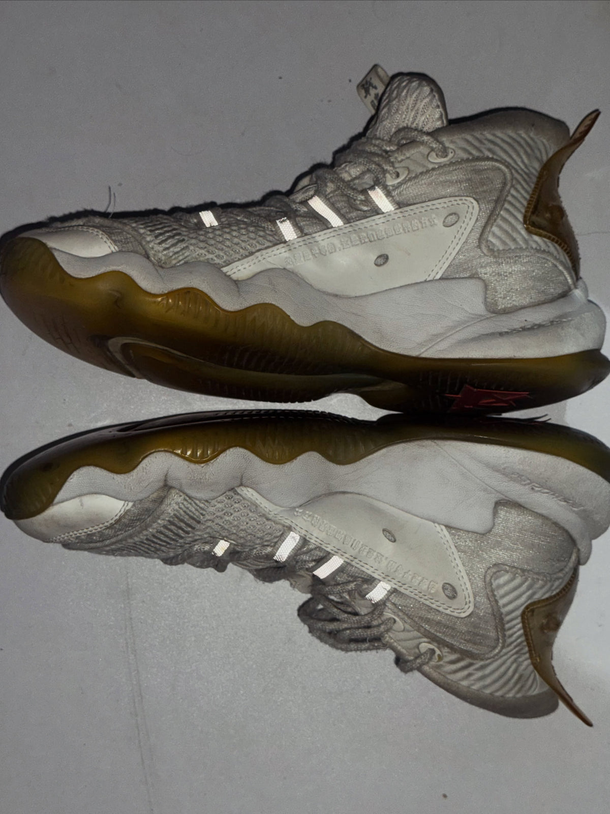 Anta Grey and White High-Top Basketball Sneakers