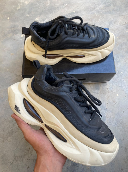 Black & Cream Chunky-Soled Casual Sneakers