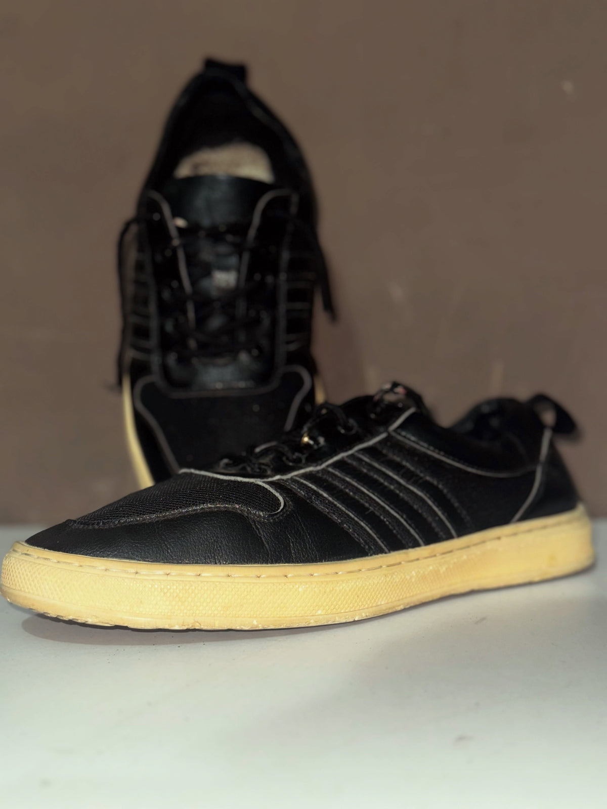 Black Gum-Sole Low-Top Sneakers