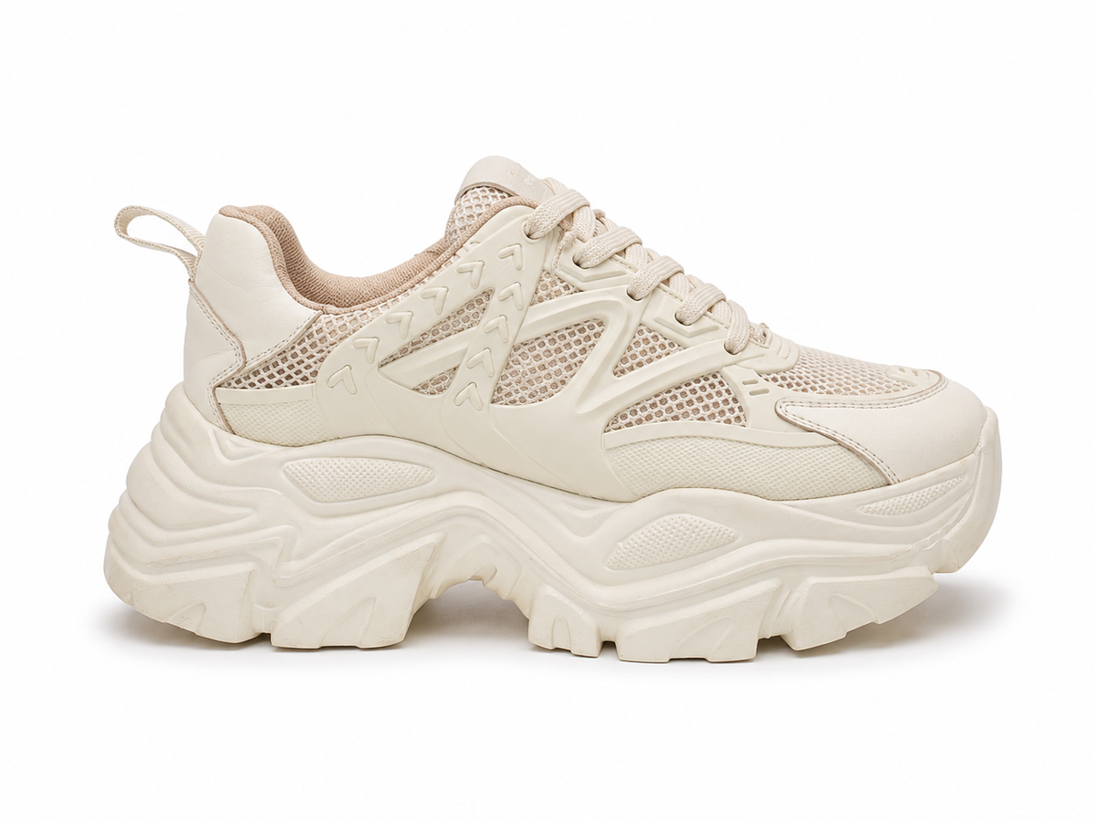Cream Colored Chunky Platform Sneaker