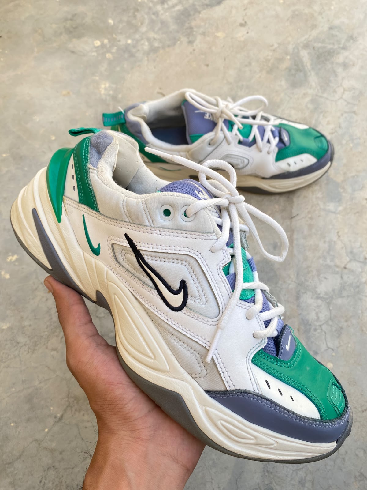Nike green and white chunky sneakers
