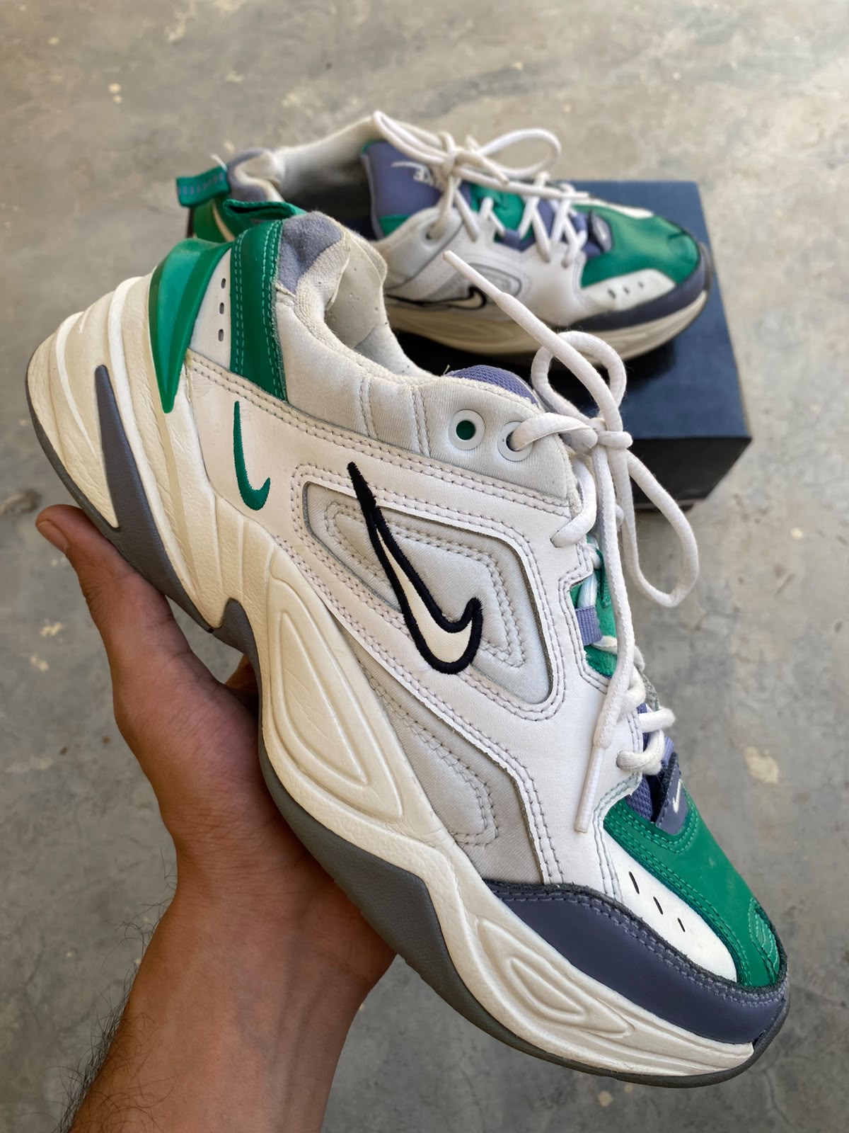 Nike green and white chunky sneakers