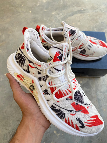 Red & White Floral Pattern Pair