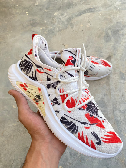 Red & White Floral Pattern Pair