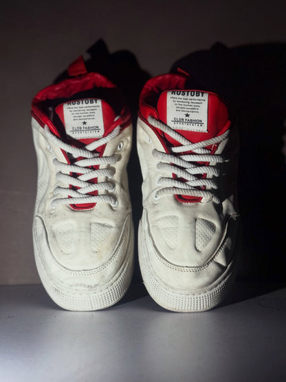 White and Red Retro Sneakers