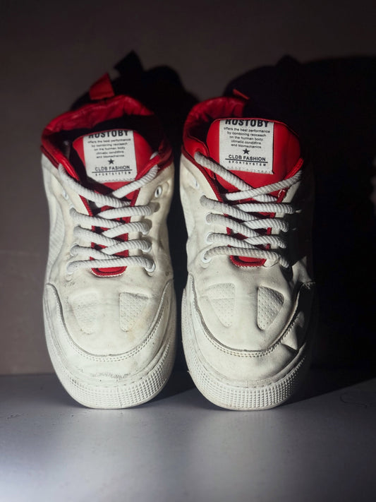 White and Red Retro Sneakers