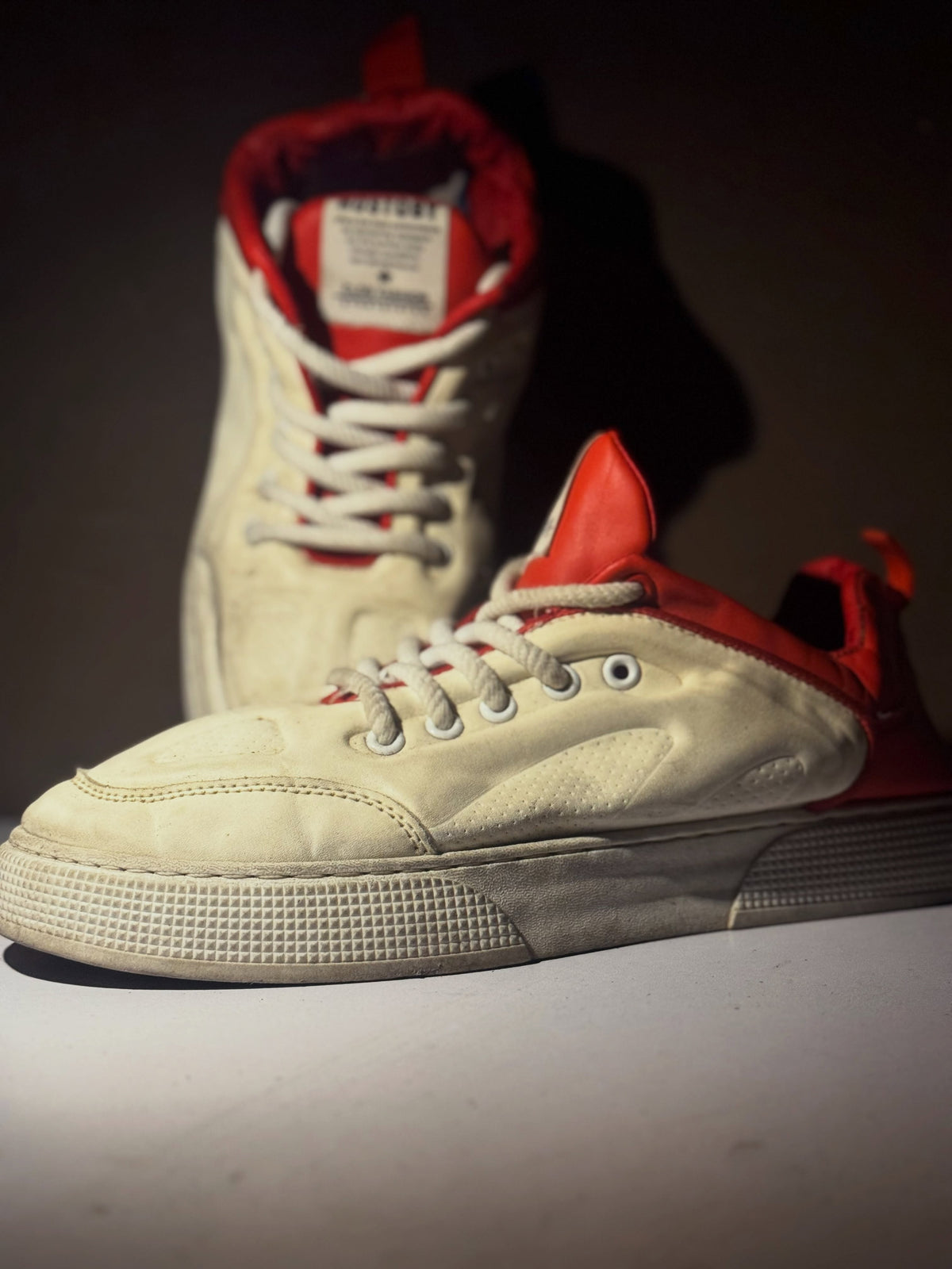 White and Red Retro Sneakers