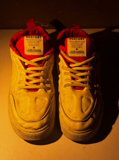 White and Red Retro Sneakers