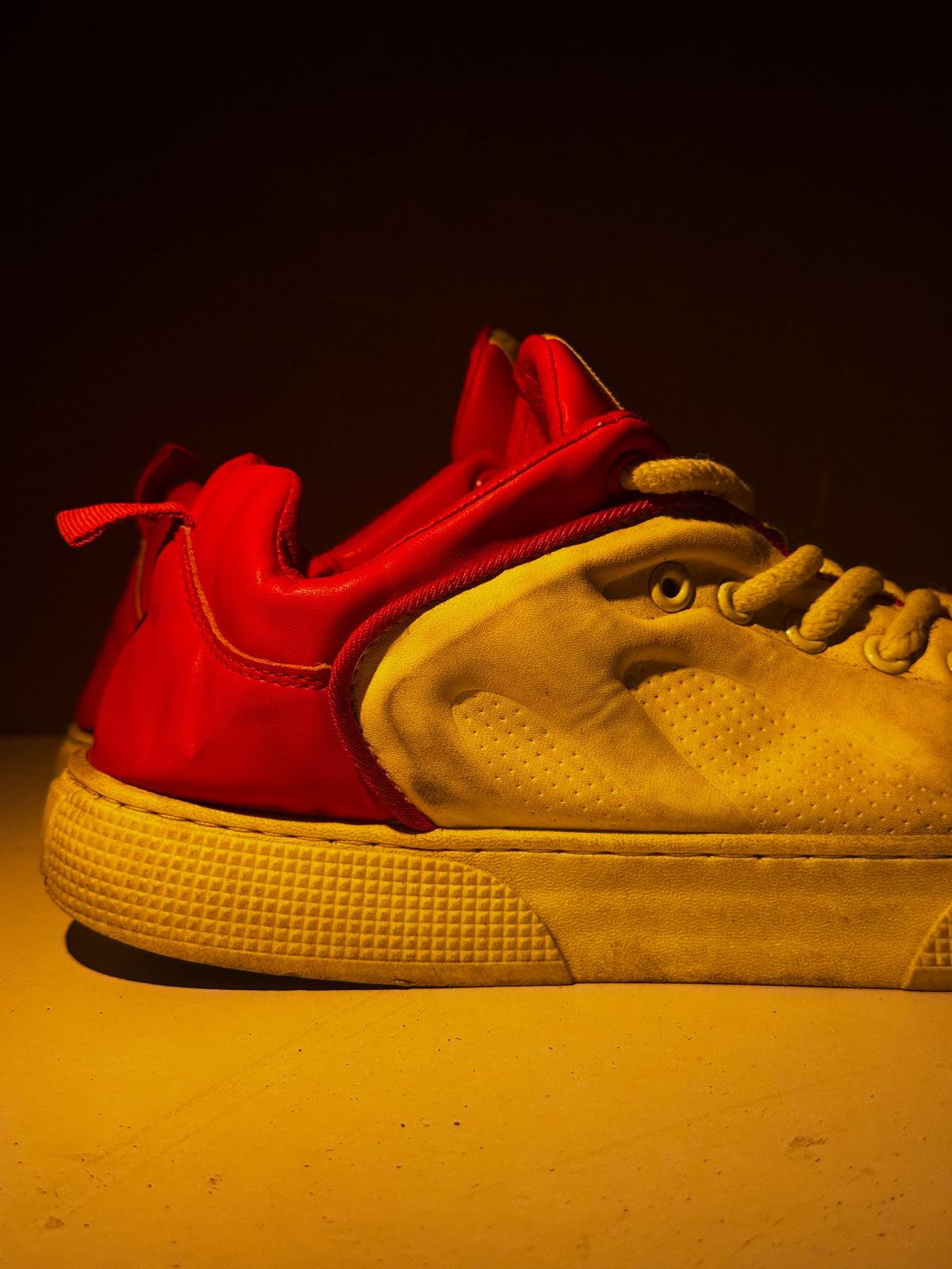 White and Red Retro Sneakers