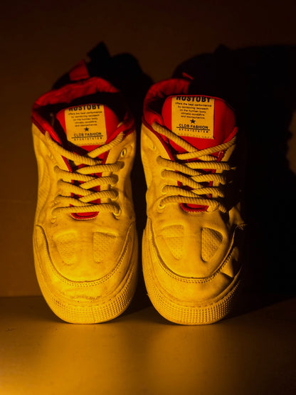 White and Red Retro Sneakers