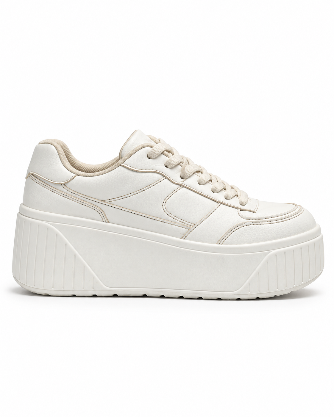 Zara White Monochromatic Platform Sneakers